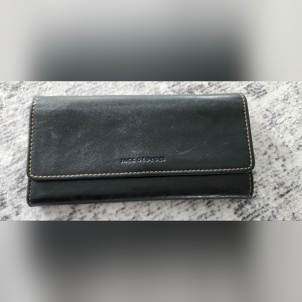 Jack Georges $135 Voyager Bifold Leather Wallet Black